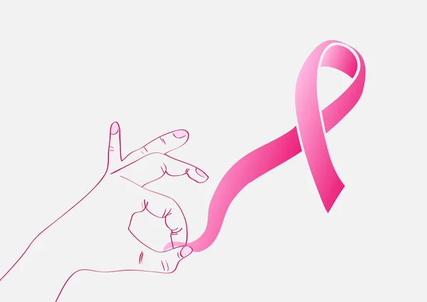 Bröst cancer awareness ribbon öppenhet mänsklig hand eps10 fil — Stock vektor