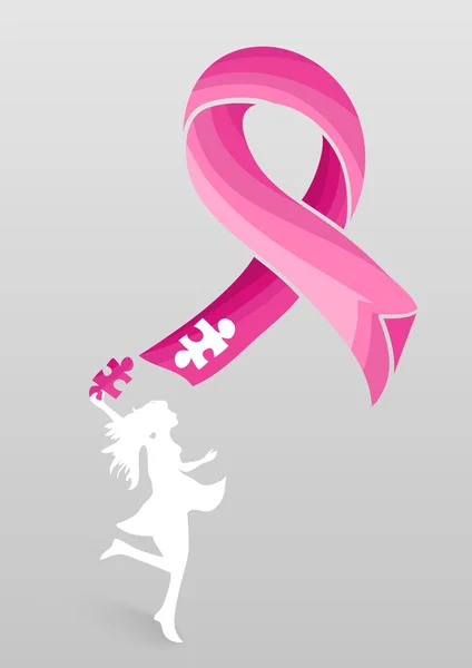 Brustkrebs-Bewusstseinsband Frau helfen eps10 Datei. — Stockvektor
