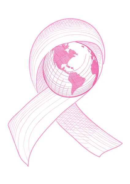 Μαστού Καρκίνος ευαισθητοποίηση κορδέλα κόσμο εικονογράφηση eps10 αρχείο. — Διανυσματικό Αρχείο