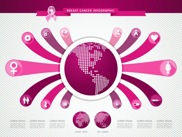 Brustkrebs-Bewusstseinsband Infografik Vorlage eps10 Datei. — Stockvektor