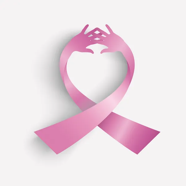 Cancer awareness ribbon mänskliga händer sammansättning eps10 ikonfilen. — Stock vektor
