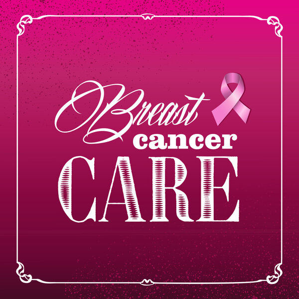 Breast cancer awareness ribbon vintage frame banner EPS10 file.