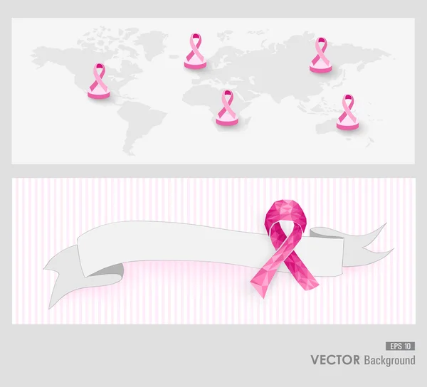 Global Breast cancer awareness web banners EPS10 file. — Stock Vector