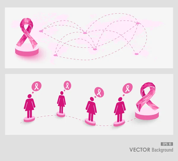 Global borst kanker bewustzijn concept webbanners instellen eps10 fil — Stockvector