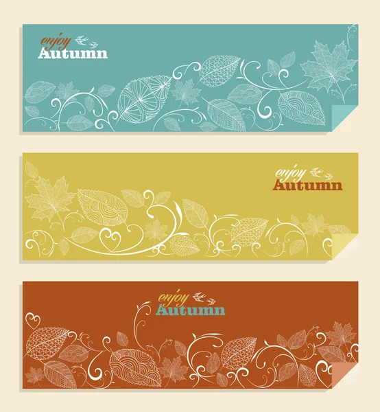 Vintage Enjoy autumn text and leaves background EPS10 file. — Stock Vector