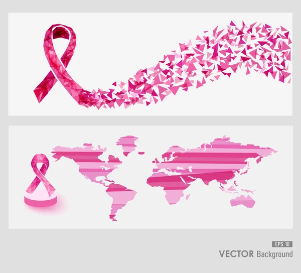 Banner web di sensibilizzazione globale sul cancro al seno file EPS10 . — Vettoriale Stock