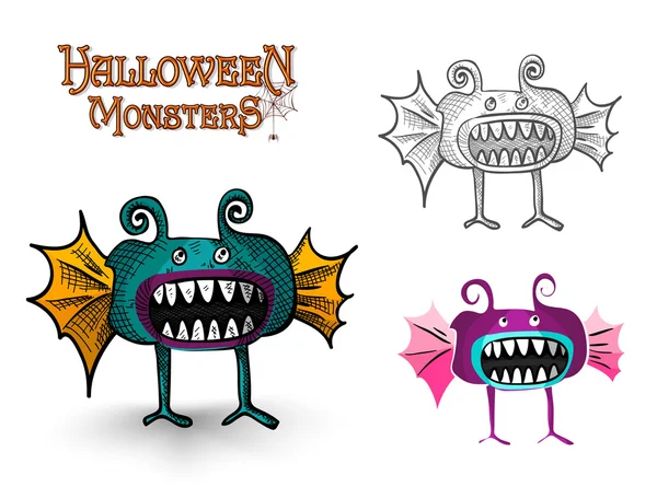 Halloween Monsters spooky creature illustration EPS10 file — Stock Vector