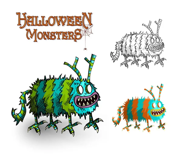 Halloween monsters spooky elementen instellen eps10 bestand. — Stockvector