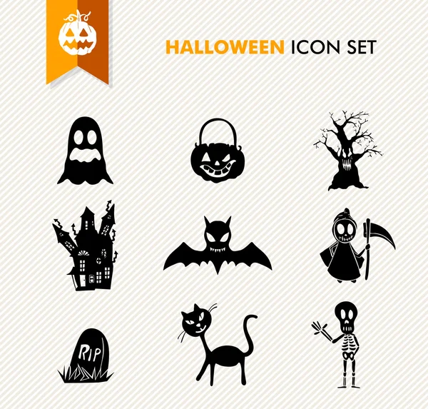 Простой набор иконок на Хэллоуин . — стоковый вектор