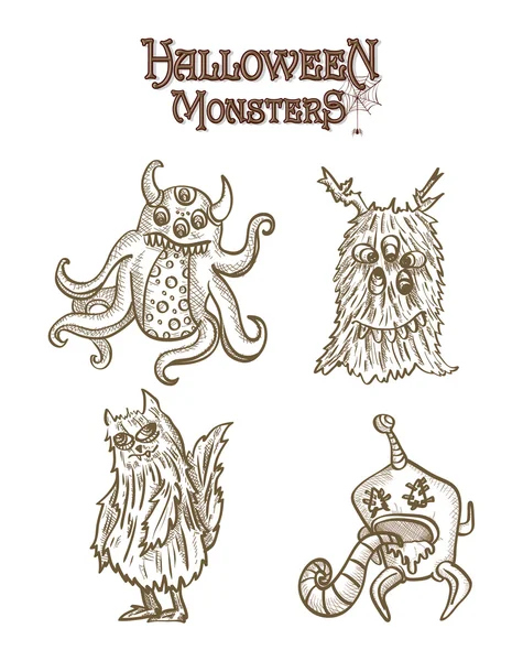 Halloween Monsters elementos espeluznantes conjunto archivo EPS10 . — Vector de stock