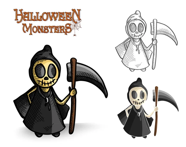 Halloween monsters spooky reaper illustration EPS10 file — Stock Vector