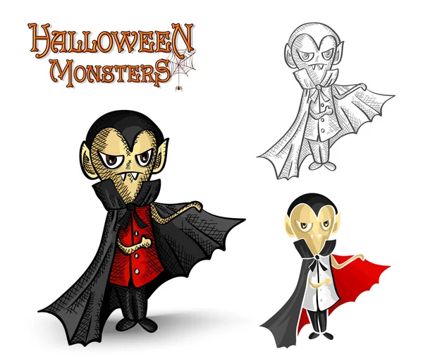 Monstruos de Halloween espeluznante vampiro ilustración archivo EPS10 — Archivo Imágenes Vectoriales