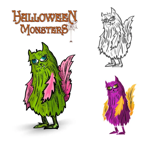 Halloween monsters spooky creature illustration EPS10 file — Stock Vector