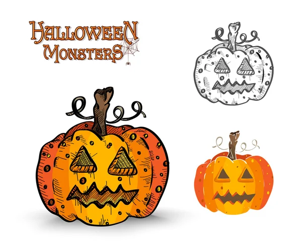 Halloween monstres fantasmagorique citrouille illustration fichier EPS10 — Image vectorielle