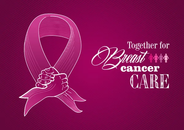 全球乳腺癌癌症认识人类的手丝带符号 eps10 f — 图库矢量图片
