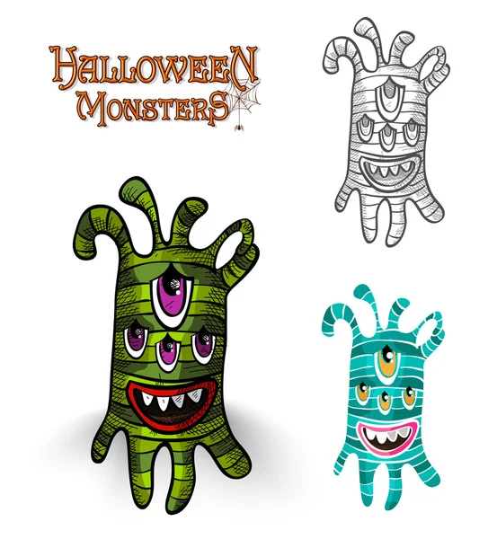 Halloween monsters spooky creature illustration EPS10 file — Stock Vector