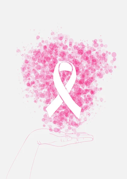 Μαστού Καρκίνος ευαισθητοποίηση ανθρώπινο χέρι κορδέλα εικονογράφηση eps10 fil — Διανυσματικό Αρχείο