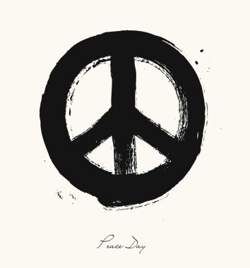 Isolated hand drawn peace symbol brush style composition EPS10 f clipart