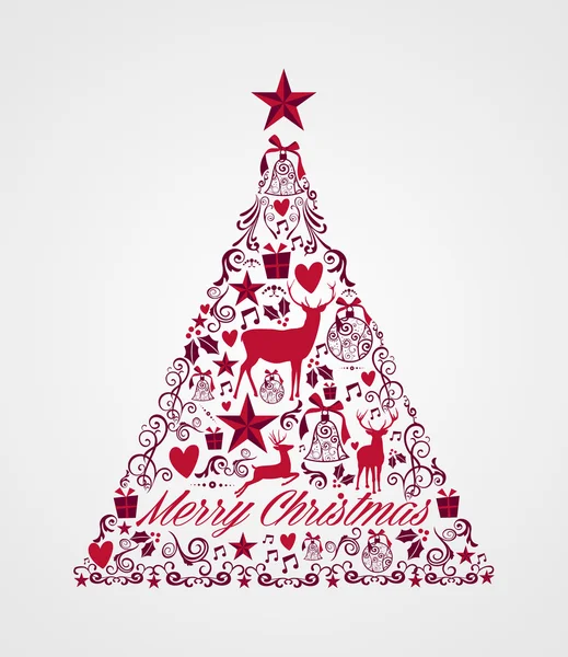 Feliz árvore de Natal forma cheia de elementos composição EPS10 fi — Vetor de Stock