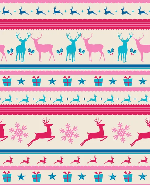 Vintage Christmas reindeers seamless pattern background. EPS10 f — Stock Vector