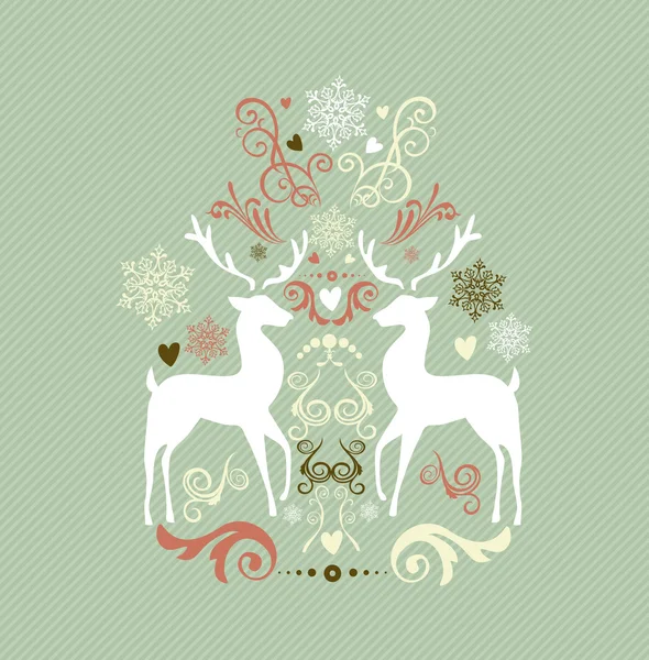 Vintage Merry Christmas decoration with reindeers EPS10 file. — Stock Vector