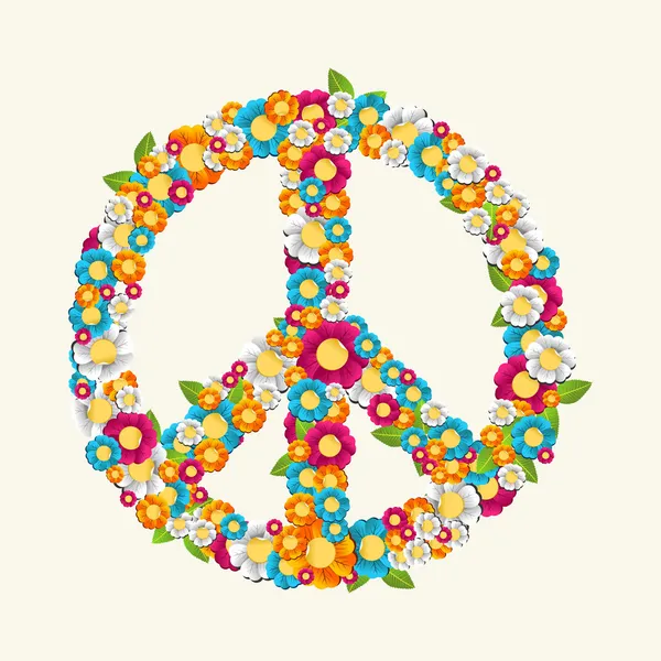 Σύμβολο απομονωμένες ειρήνης με λουλούδια σύνθεση eps10 αρχείο. — Διανυσματικό Αρχείο
