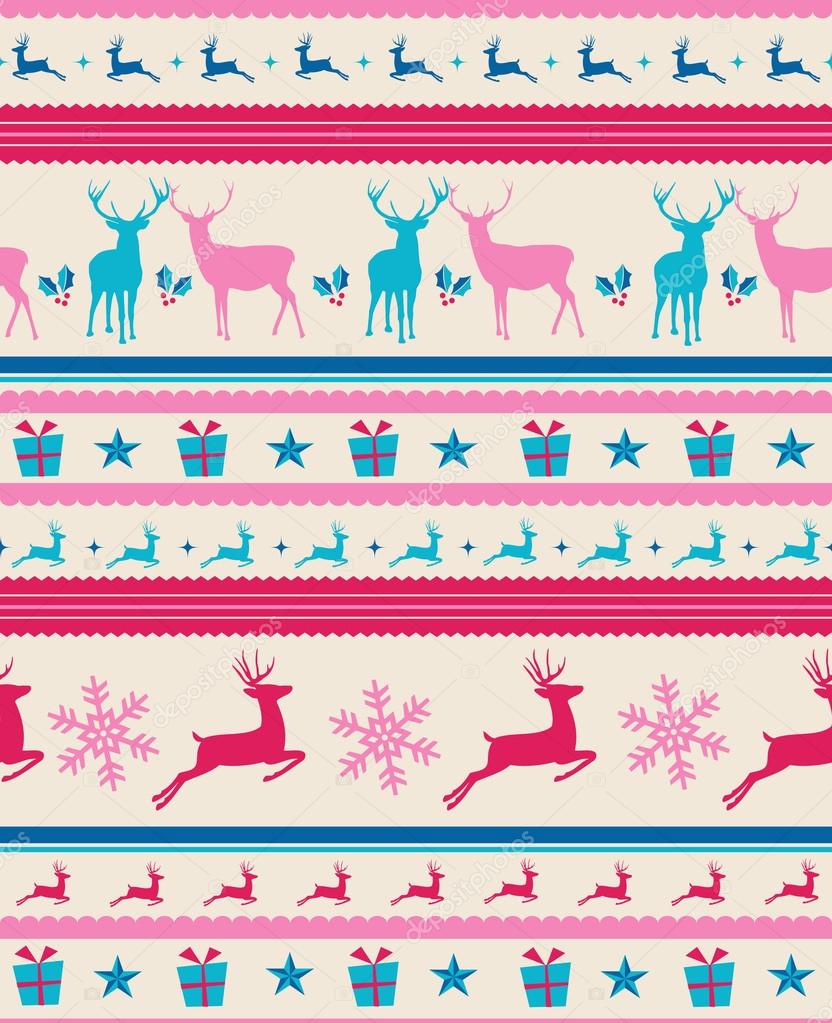 Vintage Christmas reindeers seamless pattern background. EPS10 f