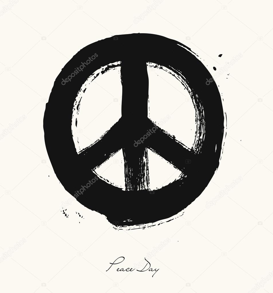 Isolated hand drawn peace symbol brush style composition EPS10 f