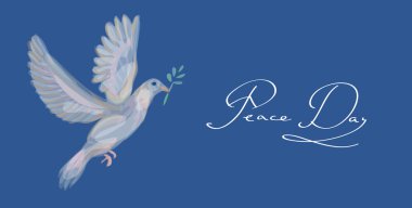 Sketch style peace dove symbol blue background EPS10 file. clipart