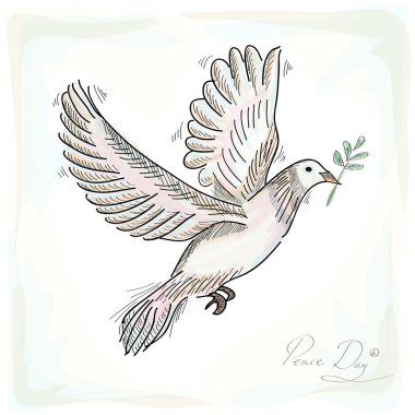 elle çizilmiş barış sembolü doku arka plan eps10 dosyası ile güvercin..