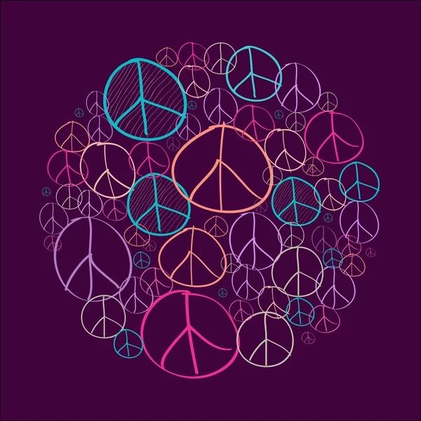 Croquis symboles de paix cercle forme compostion fichier EPS10 . — Image vectorielle