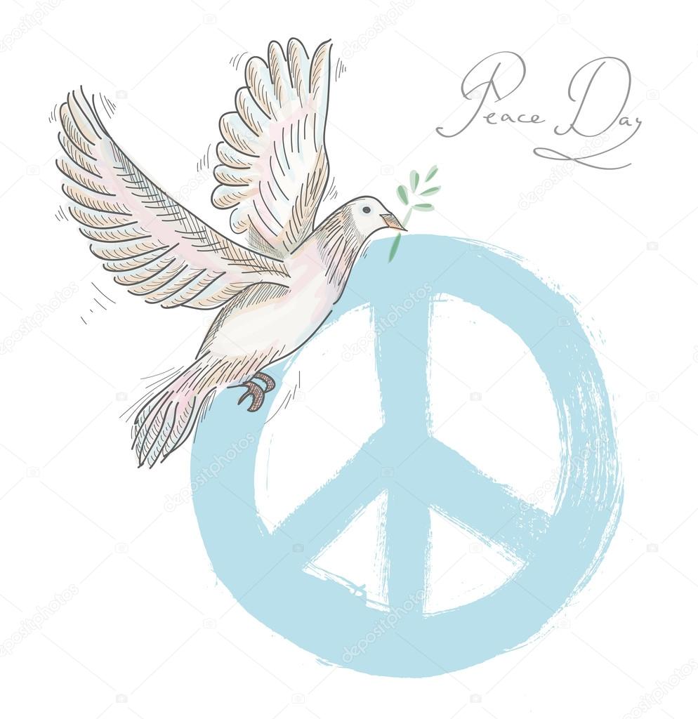 Hand drawn symbol peace dove texture background EPS10 file.