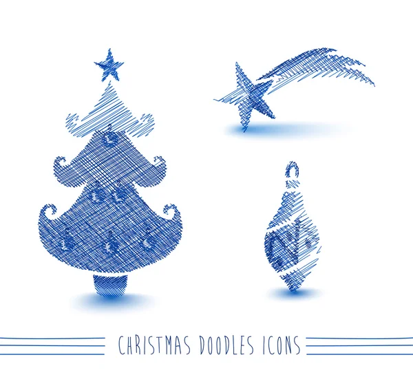 Feliz Natal elementos estilo esboço azul definir arquivo EPS10 . — Vetor de Stock