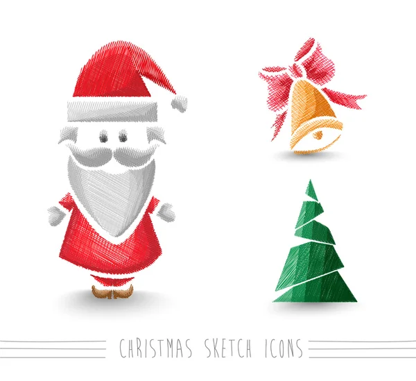 Merry Christmas sketch style elements set EPS10 file. — Stock Vector