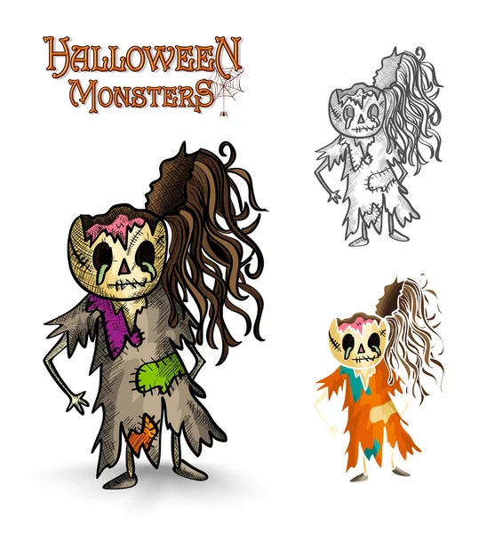 Halloween monstros assustador desenho animado podre zumbi arquivo EPS10 . — Vetor de Stock