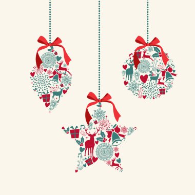 mutlu Noeller baubles öğeleri kompozisyon asılı.