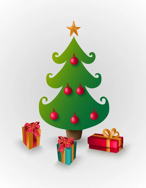 Весела різдвяна ялинка з подарунками файл EPS10 . — стоковий вектор