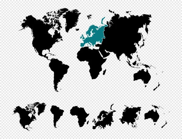 Sílhueta preta isolada Mapa do mundo Arquivo vetorial EPS10 . —  Vetores de Stock