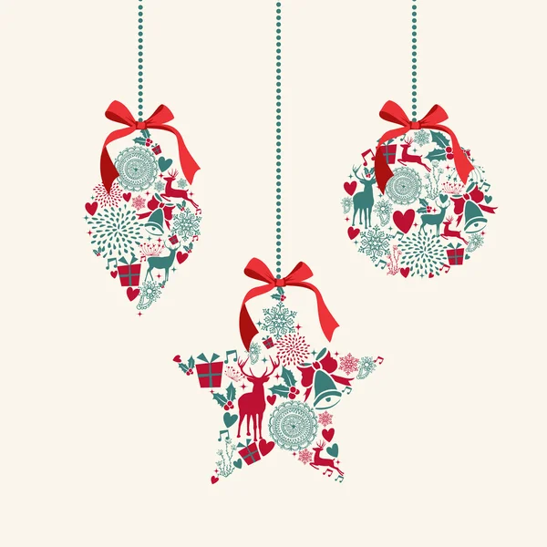 Feliz Navidad colgando elementos de adornos composición . — Archivo Imágenes Vectoriales