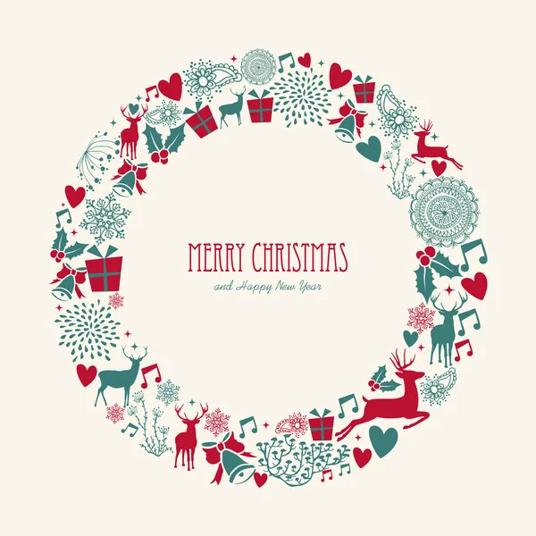 Merry christmas öğeleri dekorasyon daire şekli.