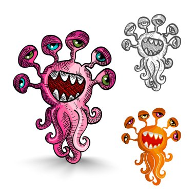 Halloween monsters izole ürkütücü yaratıklar ayarla.