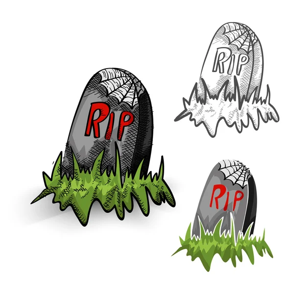Halloween monsters isolated spooky tombstones set. — Stock Vector