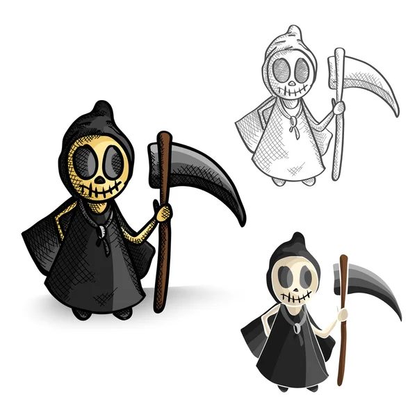 Halloween-Monster isoliert gruselige Schnitter Set. — Stockvektor