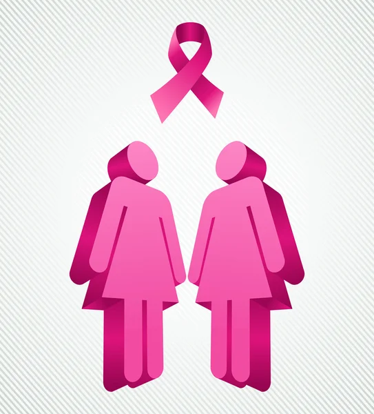 Breast cancer awareness ribbon women figures vector file. — Stock Vector