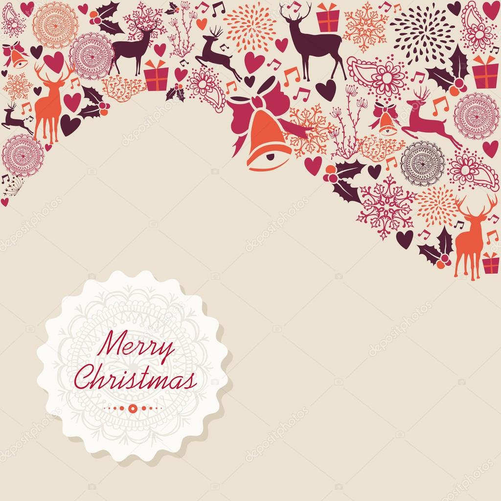 Merry Christmas vintage elements background vector file.