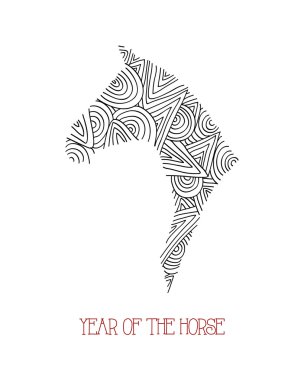 soyut kroki çizimi: Çin yeni yılı at.