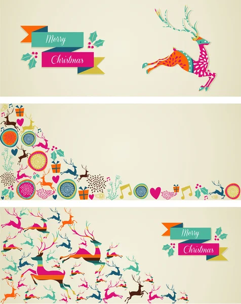 Merry christmas elementen sjabloon web banners set. — Stockvector