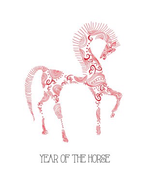 at soyut kroki çizimi, Çin yeni yılı.