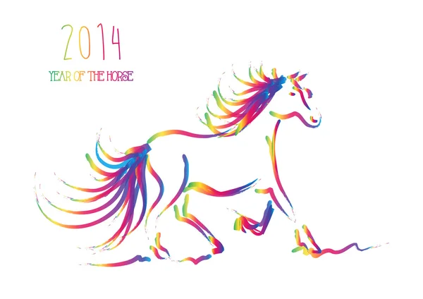 Multicolore Capodanno cinese del cavallo 2014 isolato — Vettoriale Stock