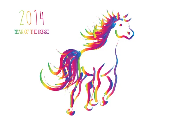 Multicolor Año Nuevo Chino de caballo 2014 aislado — Vector de stock